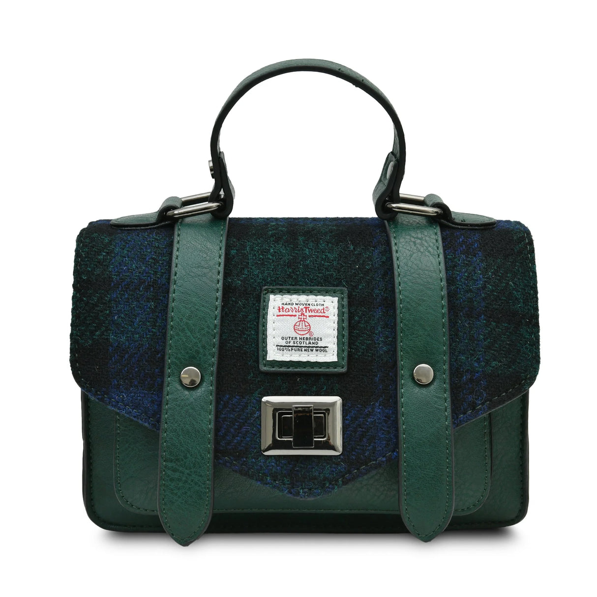 Black Watch Mini Satchel Bag in Harris Tweed