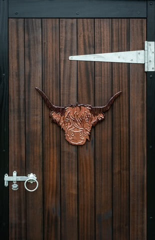 Large Brushed Brown Highland Cow Head Aluminium Decoration (50cm)