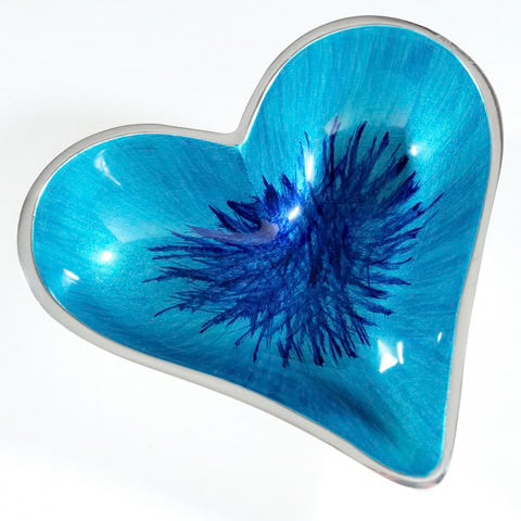 Brushed Aqua Extra Small Heart Dish (10cm)