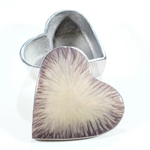 Brushed Silver Heart Trinket Box (10cm)