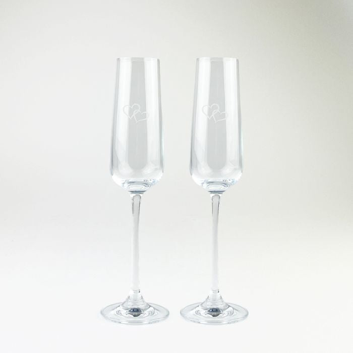 Set of 2 Love Heart Champagne Flutes