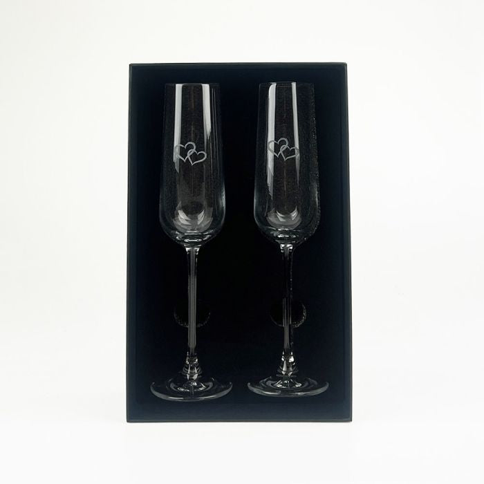 Set of 2 Love Heart Champagne Flutes