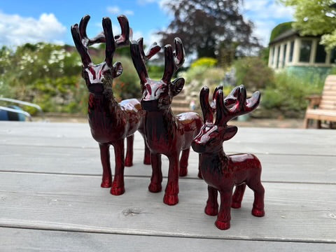 Large Brushed Red Aluminium Highland Stag (19cm)