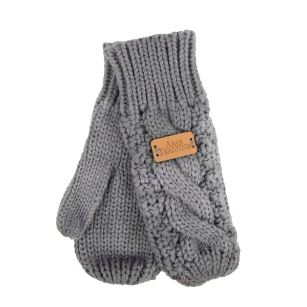 Aran Cable Mitt - Slate