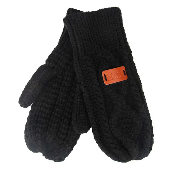 Aran Cable Mitt - Black