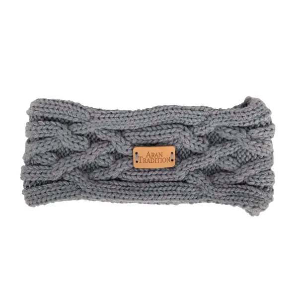 Aran Cable Knit Headband - Slate