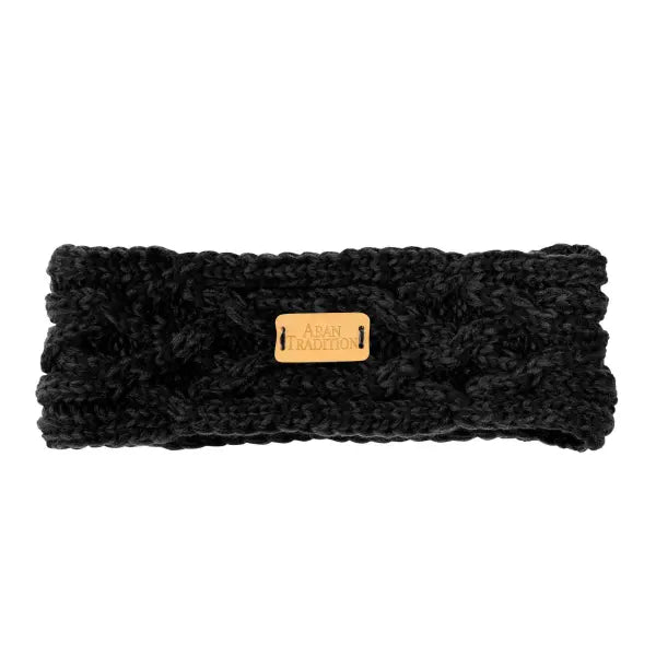 Aran Cable Knit Headband - Black