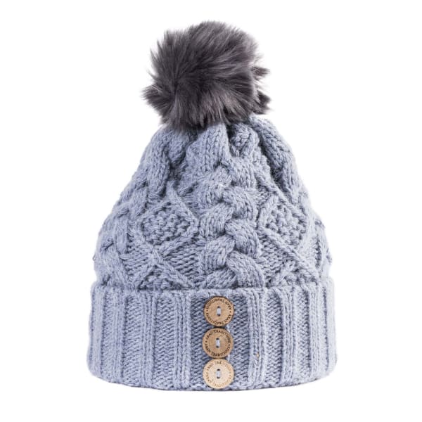 Aran Diamond Cable Button Hat - Slate / Grey