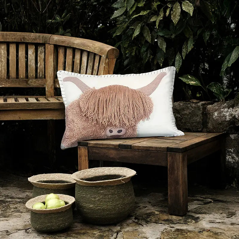 Archie Tufted Brown Cow Cushion