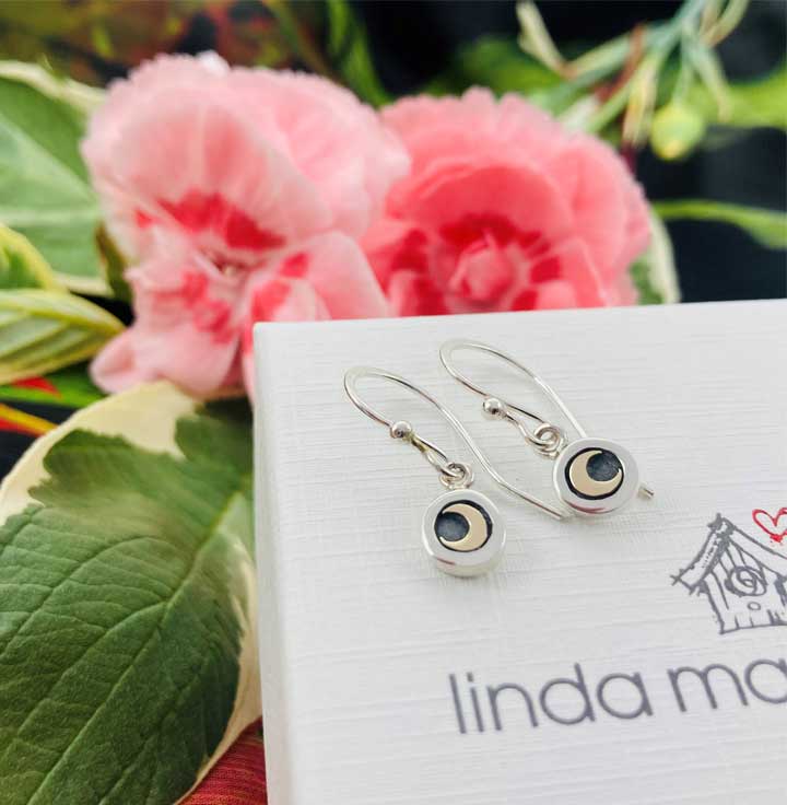 Moondance Drop Earrings - Silver & 9ct Yellow Gold