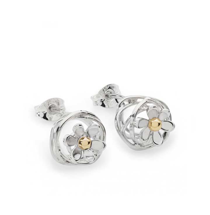 Scribbles Earrings - Silver & 9ct Gold