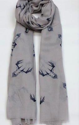 Stone Lightweight Cashmere Blend Stag Scarf