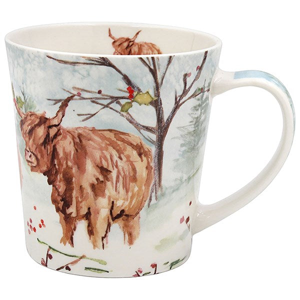 Jennifer Rose Christmas Highland Cow Wide Mug