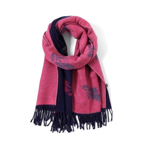 Navy / Fucshia Cashmere Blend Reversible Small Thistle scarf