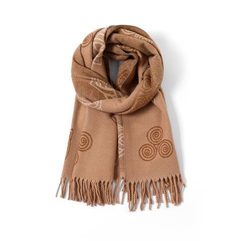 Tan Cashmere Blend Reversible Celtic Trinity Scarf