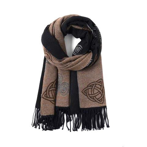 Black Cashmere Blend Reversible Celtic Trinity Scarf