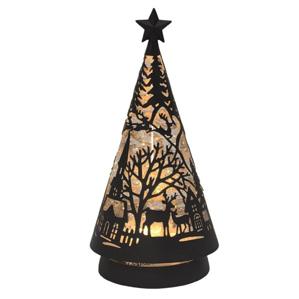 LED Black Christmas Scene Tree Spinner (26cm)