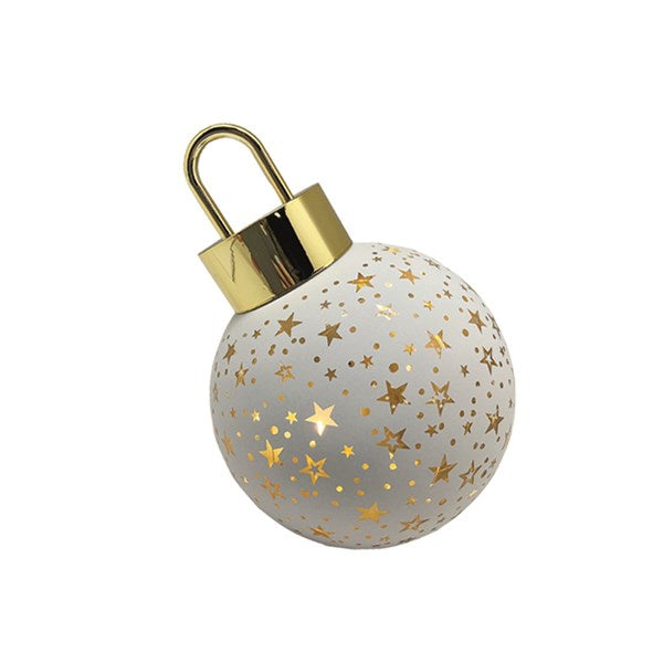 Medium LED White Lit Bauble Ornament (12cm)