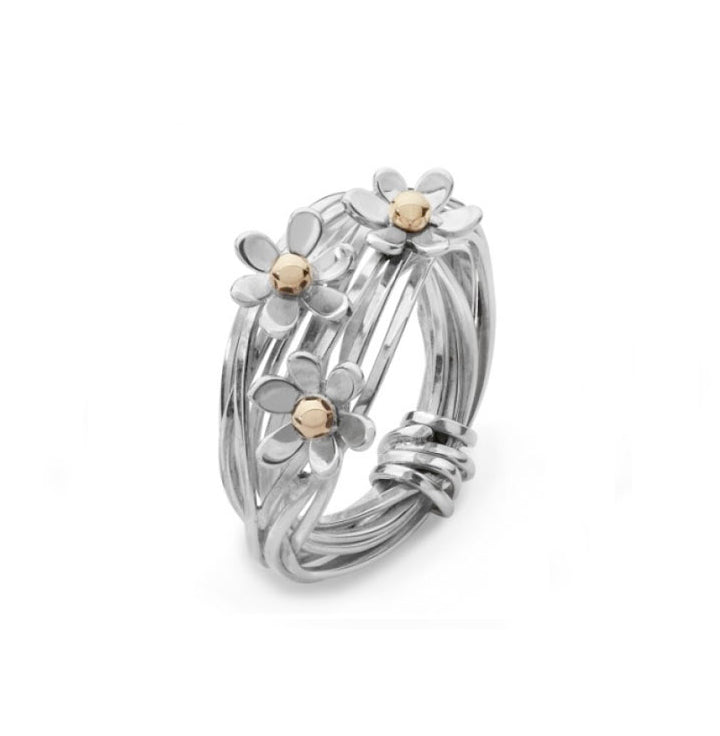 Scribbles Ring - Silver & 9ct Yellow Gold