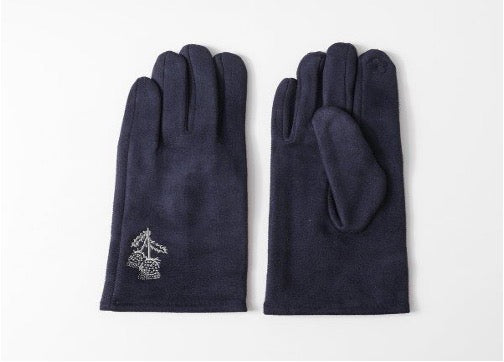 Navy Thistle Detail Glove (one size)