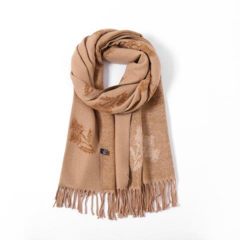 Camel / Gold Cashmere Blend Reversible Small Thistle scarf