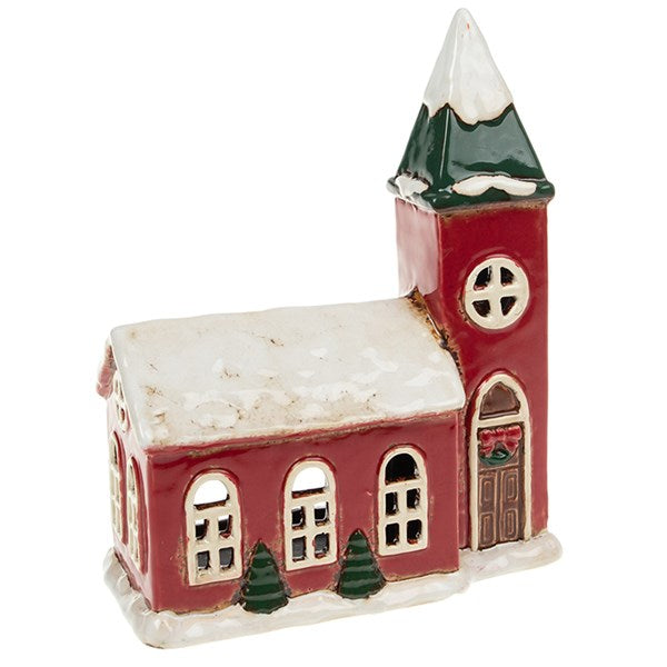 Village Pottery Large Christmas Church Tealight