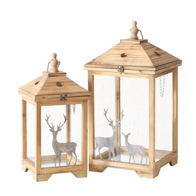 Medium Stag Lantern “Trient” (Indoor Use - 48cm Tall, 23cm wide)