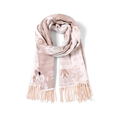 Cream Cashmere Blend Reversible Bohemian Scarf