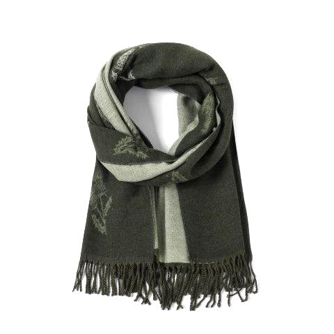 Olive Cashmere Blend Reversible Small Thistle scarf