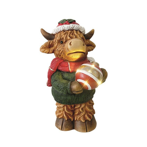Large Standing Highland Cow & Big Bauble with LED lights (38cm)