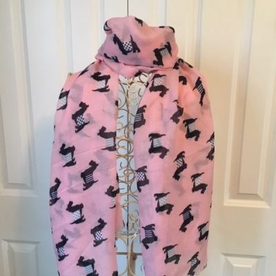 Pink Lightweight Cashmere Blend Scottie Scarf