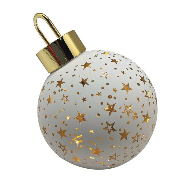 Large LED White Lit Bauble Ornament (15cm)