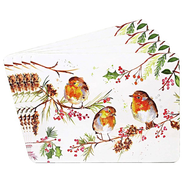 Jennifer Rose Winter Robin Set of 4 Placemats