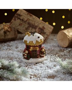 Frosted Forest Resin LED Christmas House With Hedgehogs
