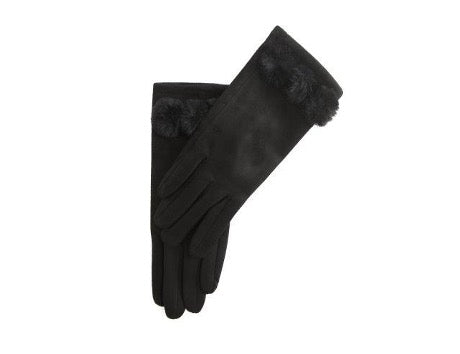 Black Three Mini Pom Pom Detail Glove (one size)