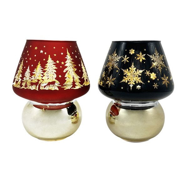 LED Black With Large Snowflakes Lamp (19cm)