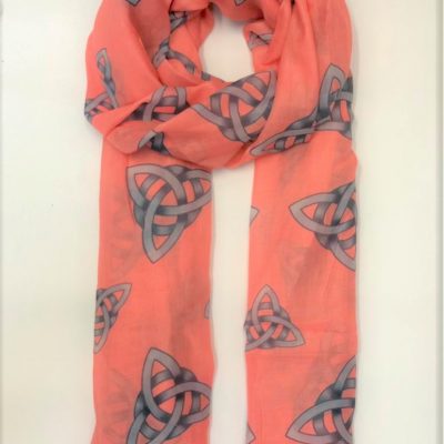 Coral Lightweight Cashmere Blend Celtic Scarf