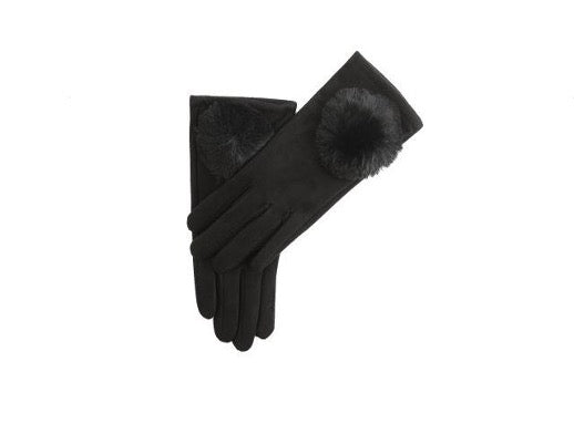 Black Pom Pom Detail Glove (one size)
