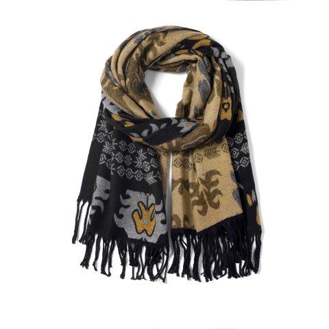 Blue Cashmere Blend Reversible Bohemian Scarf