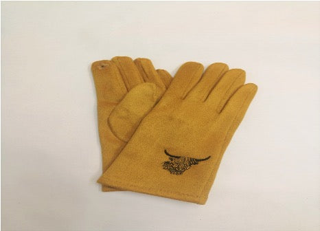 Mustard Highland Cow Detail Glove (one size)