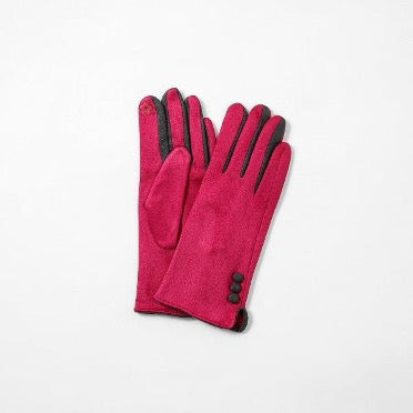 Fuchsia Three Button Detail Glove (one size)
