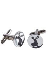 Black Stag on Chrome Round Cufflinks