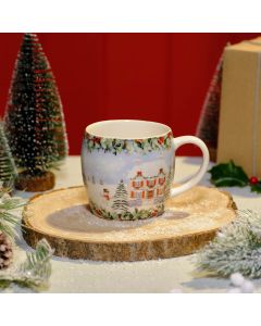 Christmas Cottage Scene Stoneware Mug