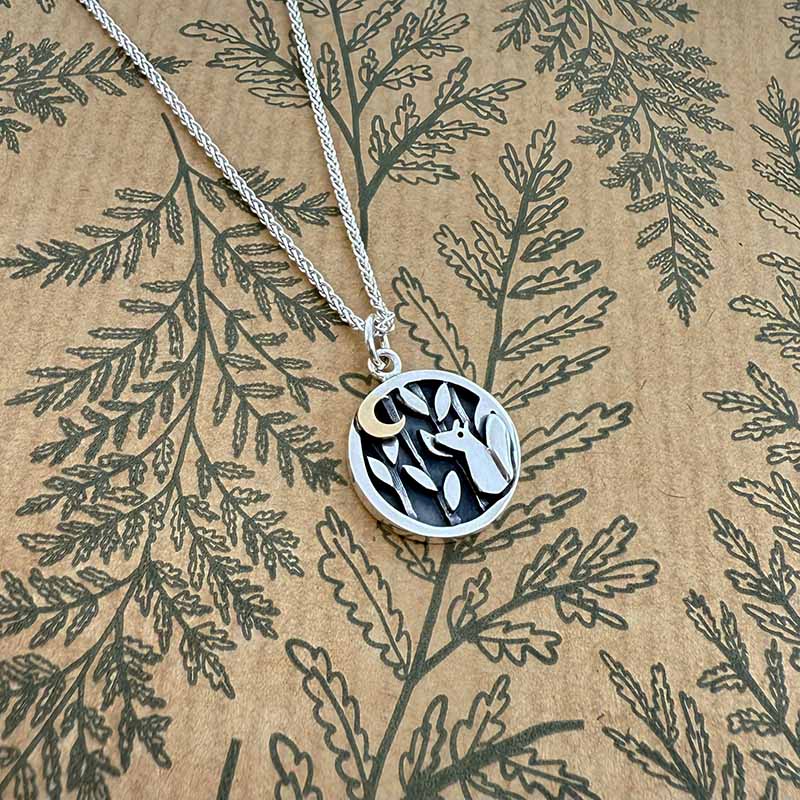 Enchanted Tales Felix the Fox Necklace - Silver & 9ct Gold