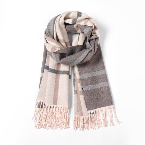 Cream Cashmere Blend Reversible Oversized Check Scarf