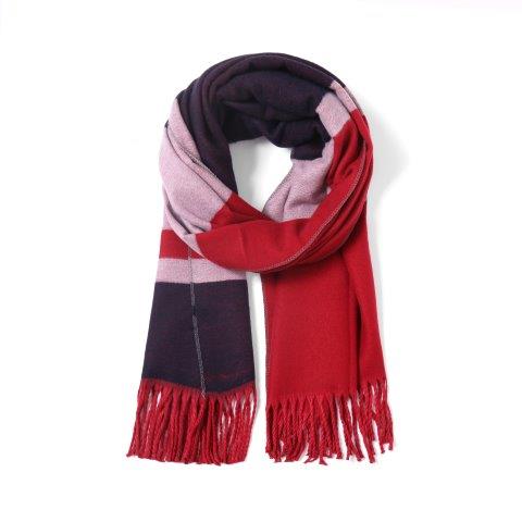 Navy / Fuchsia Cashmere Blend Reversible Oversized Stripe Scarf