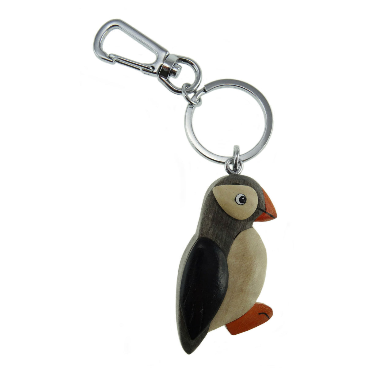 Wooden Puffin Keyring