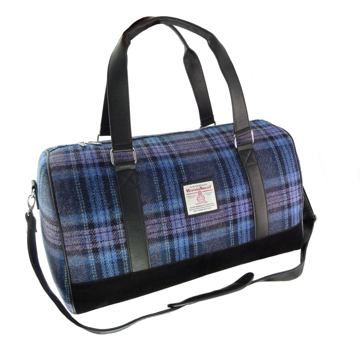 Clyde Harris Tweed Weekend Bag Blue & Purple Stewart Tartan