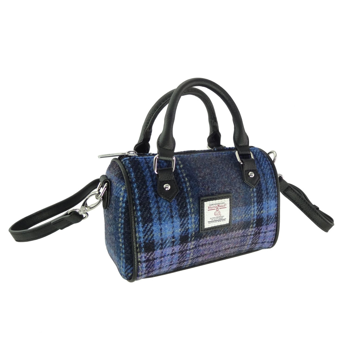 Kilbride Harris Tweed Mini Bowling Bag Blue & Purple Stewart Tartan