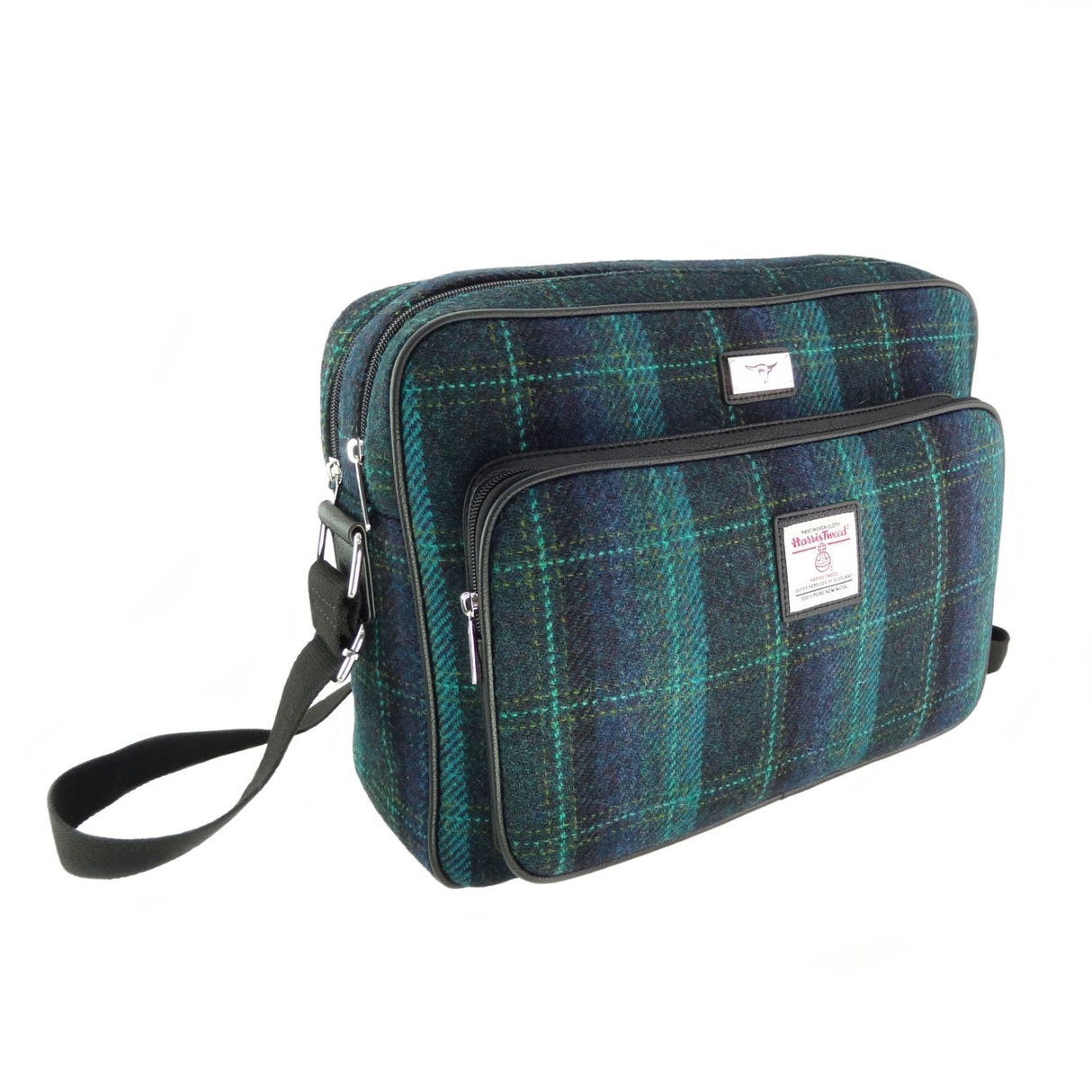 Bowmont Messenger Bag Blue with Turquoise Overcheck